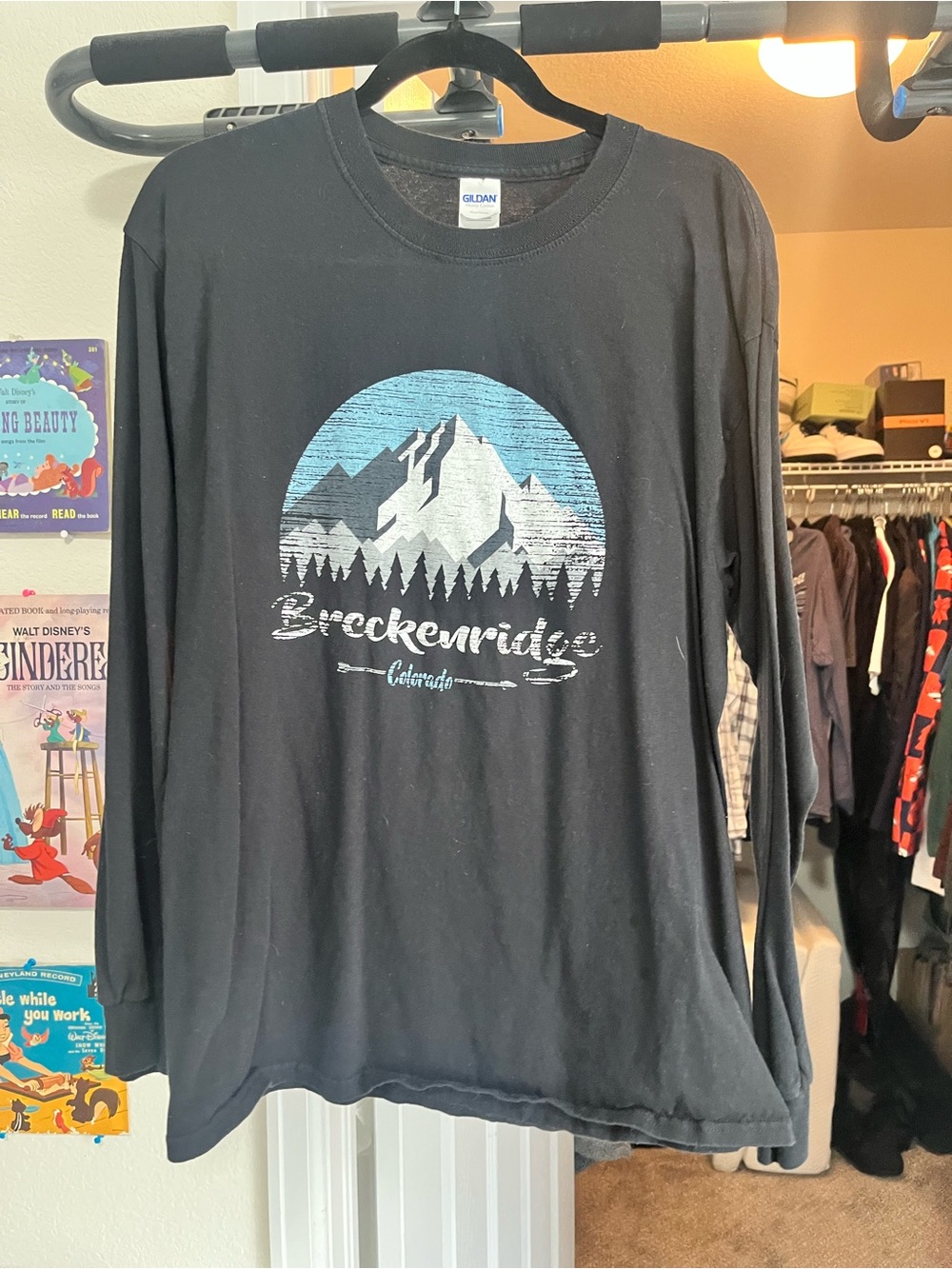 Black Breckenridge Colorado long sleeve cotton shirt